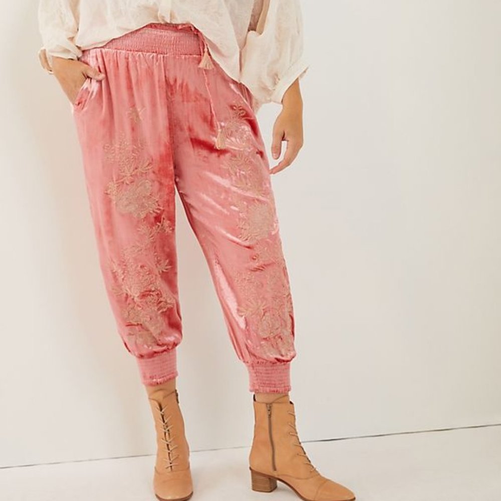 Anthropologie Rosie Embroidered Velvet Joggers - Picture 7 of 13